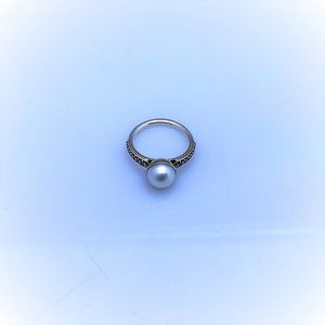 Pandora Elegant Beauty Ring White Pearl & Clear CZ